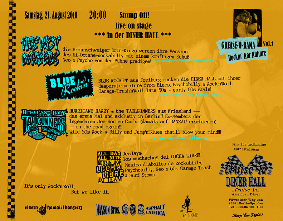Bandinfos über The Hotwheels, Blue Rockin, Hurricane Harry and the Tailgunners 